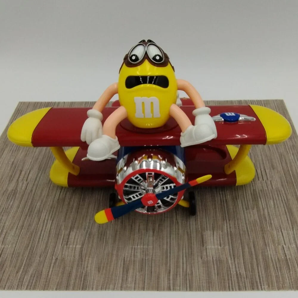 2009 M&M's Barnstorming Rides Bi Plane Collectible Candy Dispenser NWT